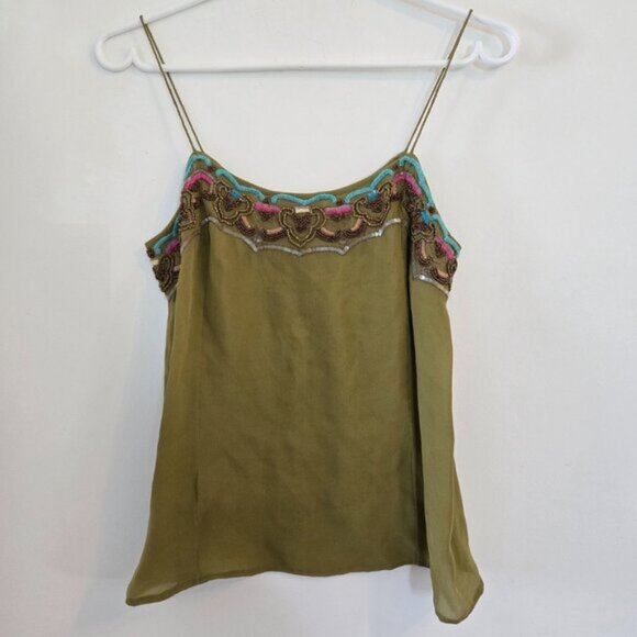 Matthew Williamson Beaded Green Sleeveless Tank Top Size 8 Small b36 - Picture 3 of 9